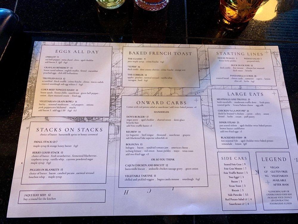 Menu at Don's TV & Repair Speakeasy restaurant, Milwaukee