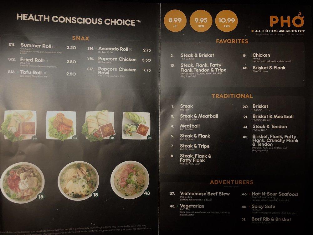 Menu at Pho Hoa Noodle Soup Pinole restaurant, Pinole