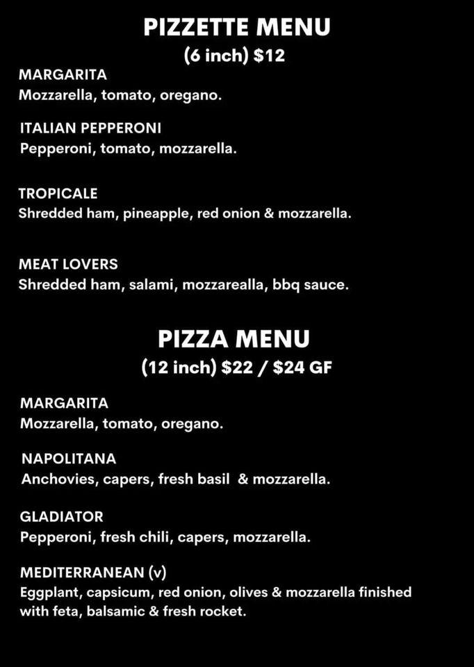 Menu at Little Italy cafe, Kingaroy