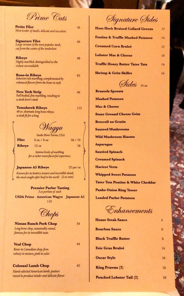 Menu at Porch and Parlor pub & bar, Memphis