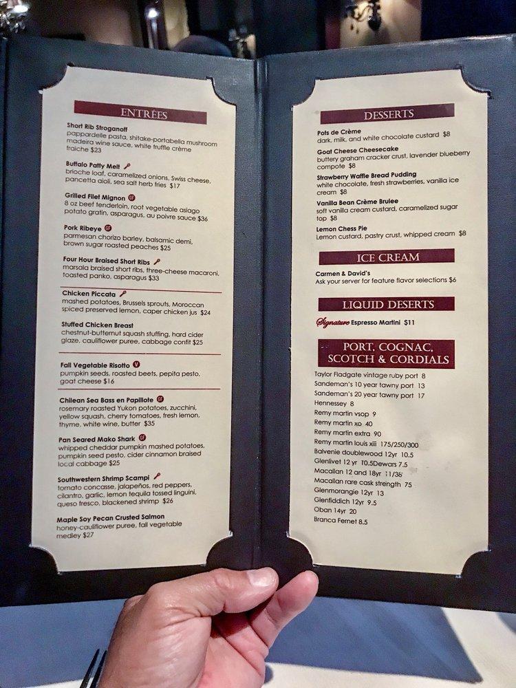 Menu at The Belvedere Inn restaurant, Lancaster