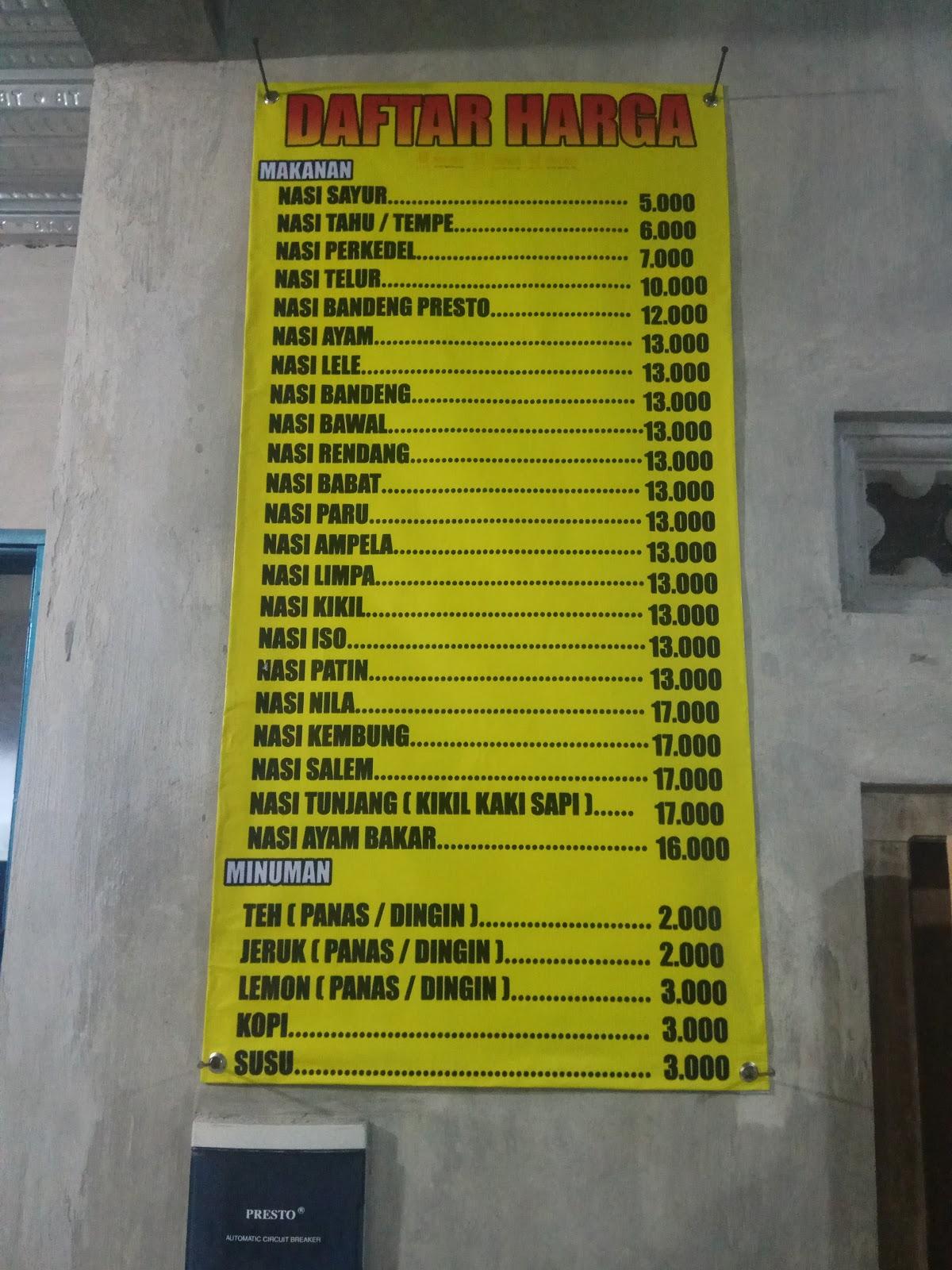 Menu At Rumah Makan Padang Permata Minang Restaurant Wates Jl Temon