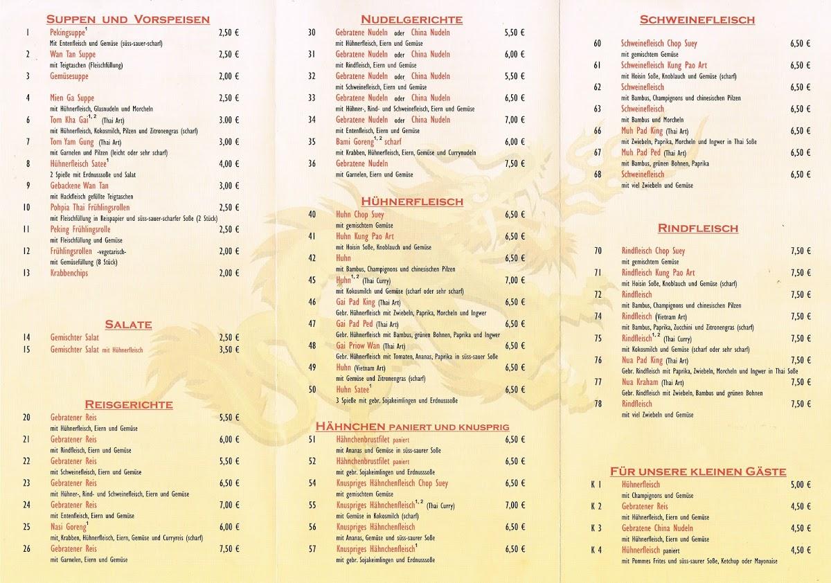 Menu at ASIA BISTRO Marburg - Asiatische Spezialitäten (chinesisch ...