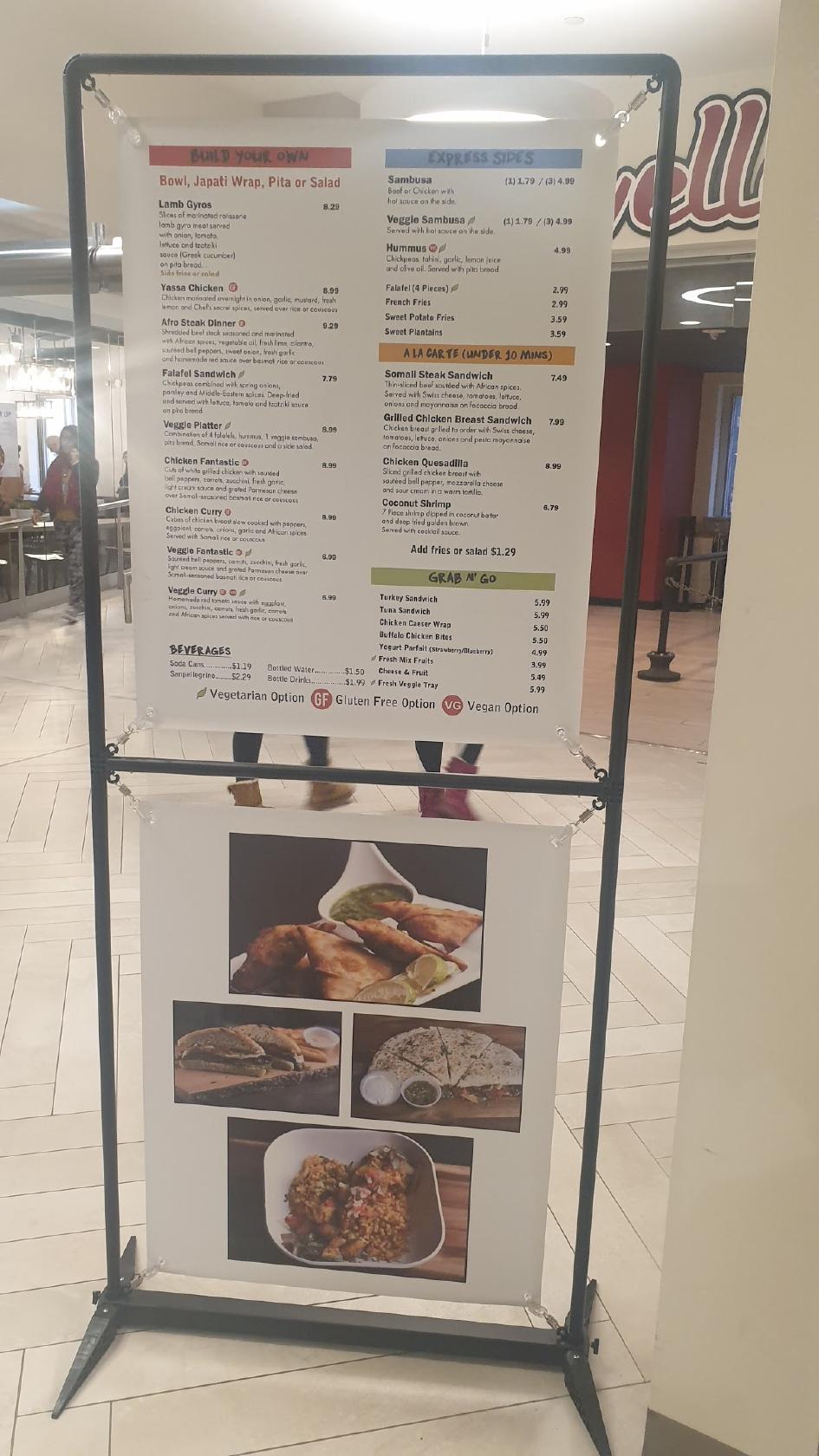 Menu at Afro Deli & Grill Minneapolis Skyway restaurant, Minneapolis, 705 S Marquette Ave
