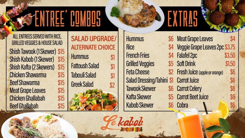 Carta del restaurante Le kabob express, Grand Rapids