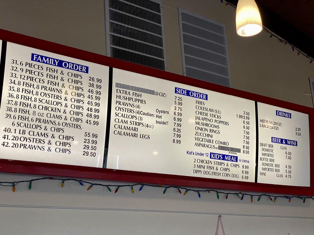Menu at Anchors Fish & Chips restaurant, Roseville