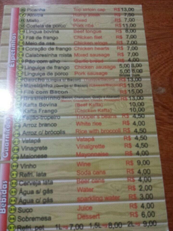 Menu At Churrasquinho Do Ga Cho Bbq Manaus R Ivanildo Alves