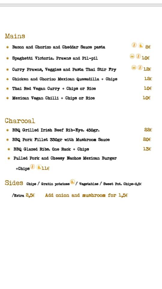 Menu at Diego's wine bar and charcoal house, CastletownBearhaven