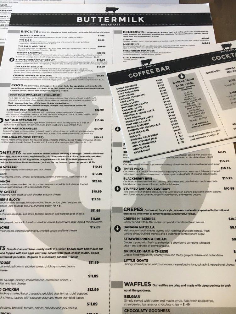 Menu at Buttermilk restaurant, Naperville