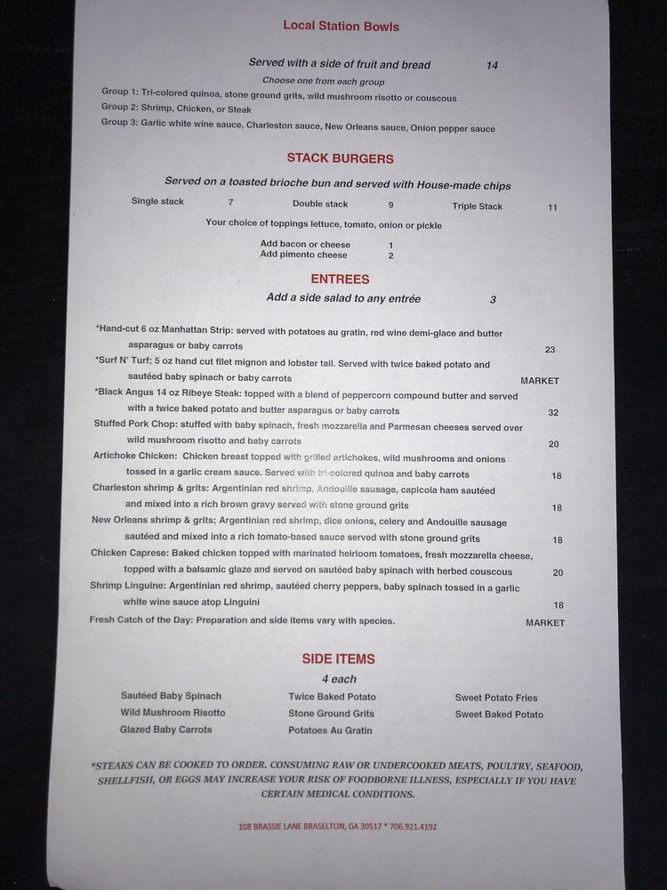 Menu at Local Station pub & bar, Braselton