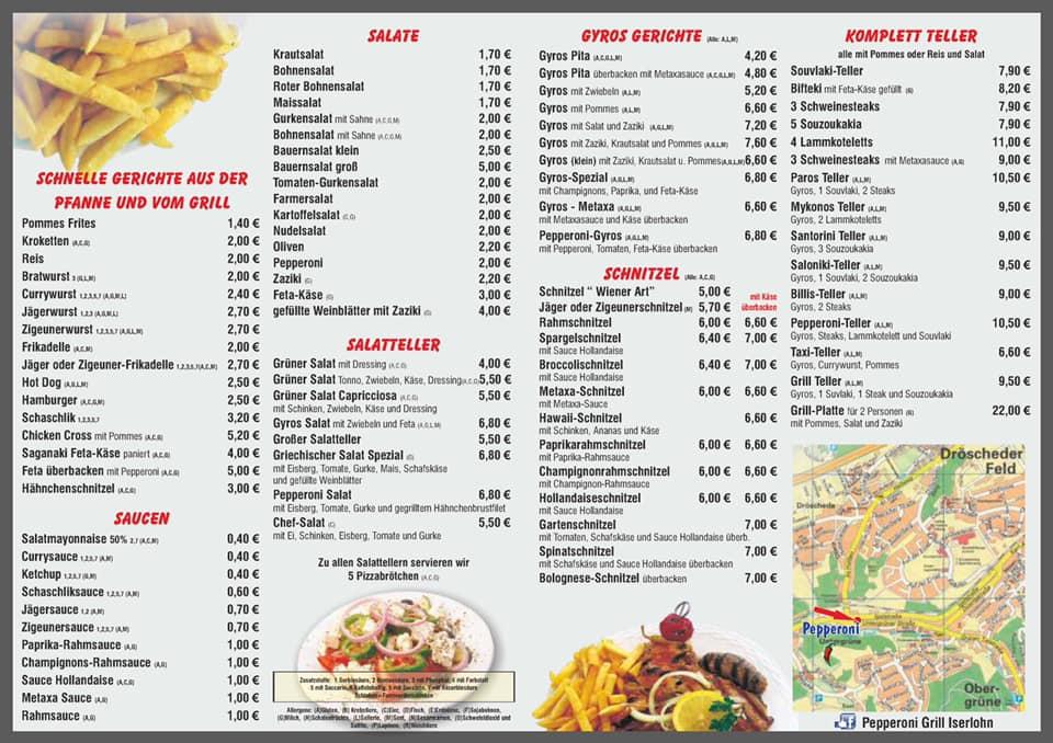 Speisekarte von PepperoniGrill steakhaus, Iserlohn