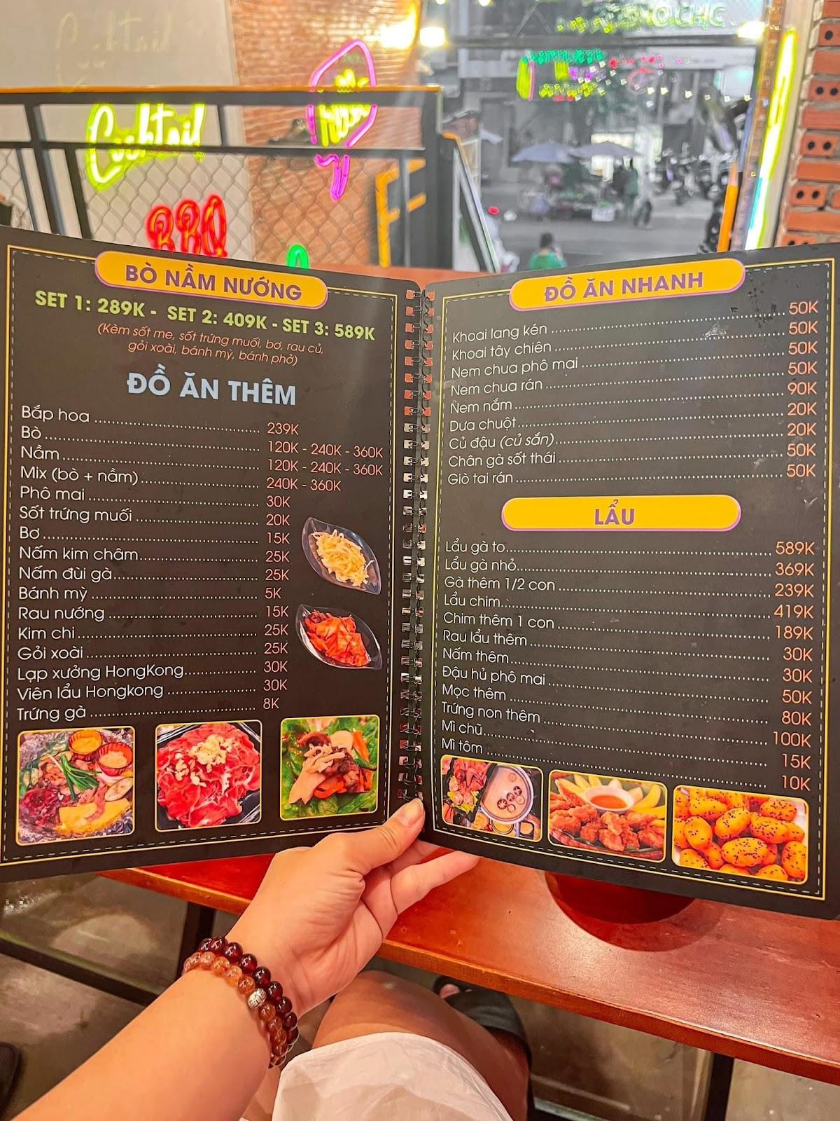 Menu at Quán Cô Xồn restaurant, Ho Chi Minh City