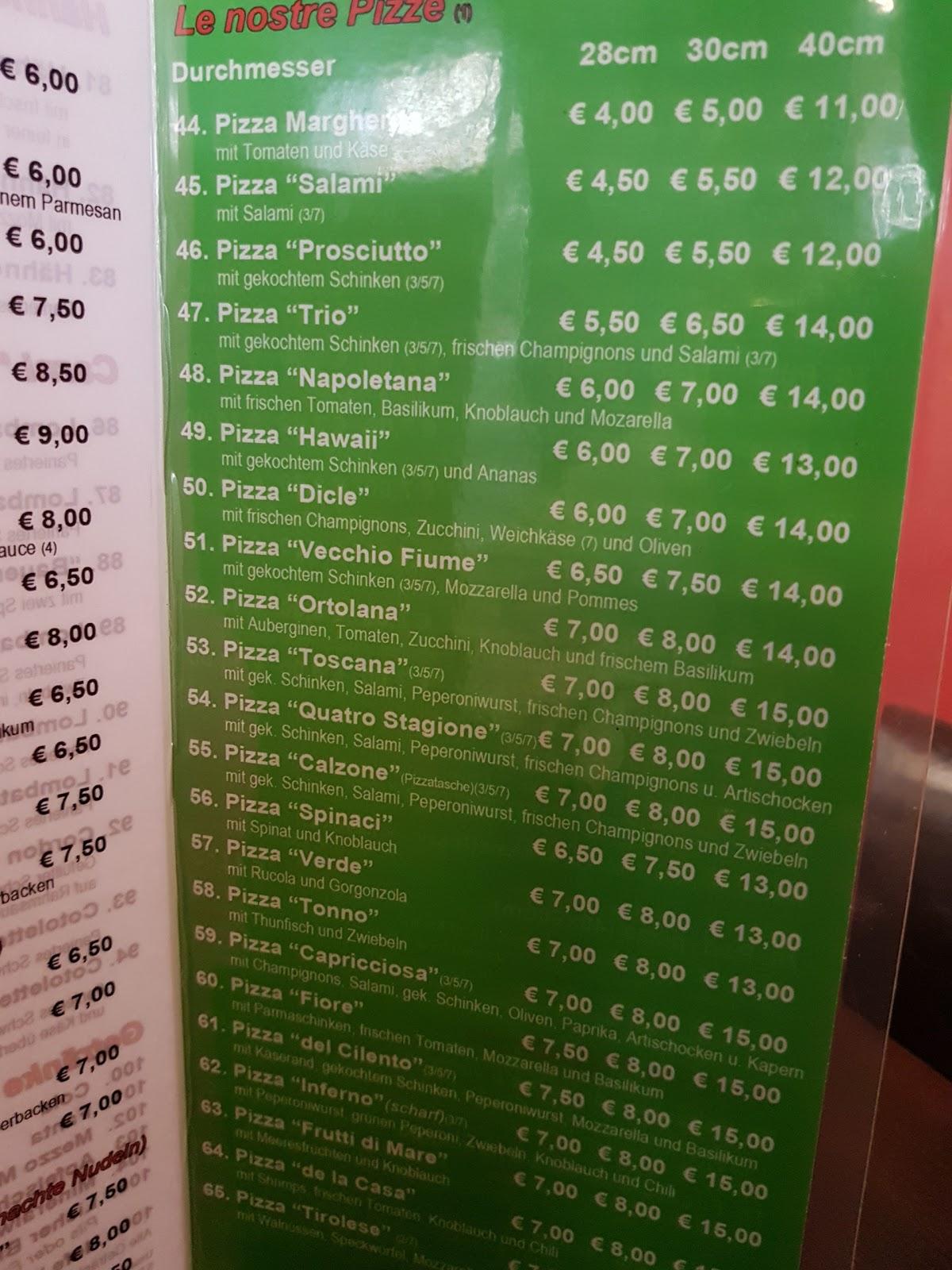 Speisekarte von Pizzeria Salerno, Grünberg