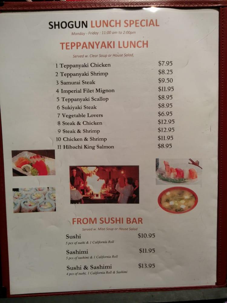 Menu at Shogun Steakhouse of Japan Fairview Heights IL, Fairview Heights