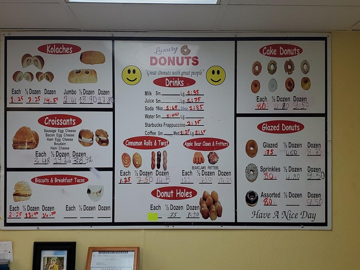 Menu at Happy Donuts, Zanesville