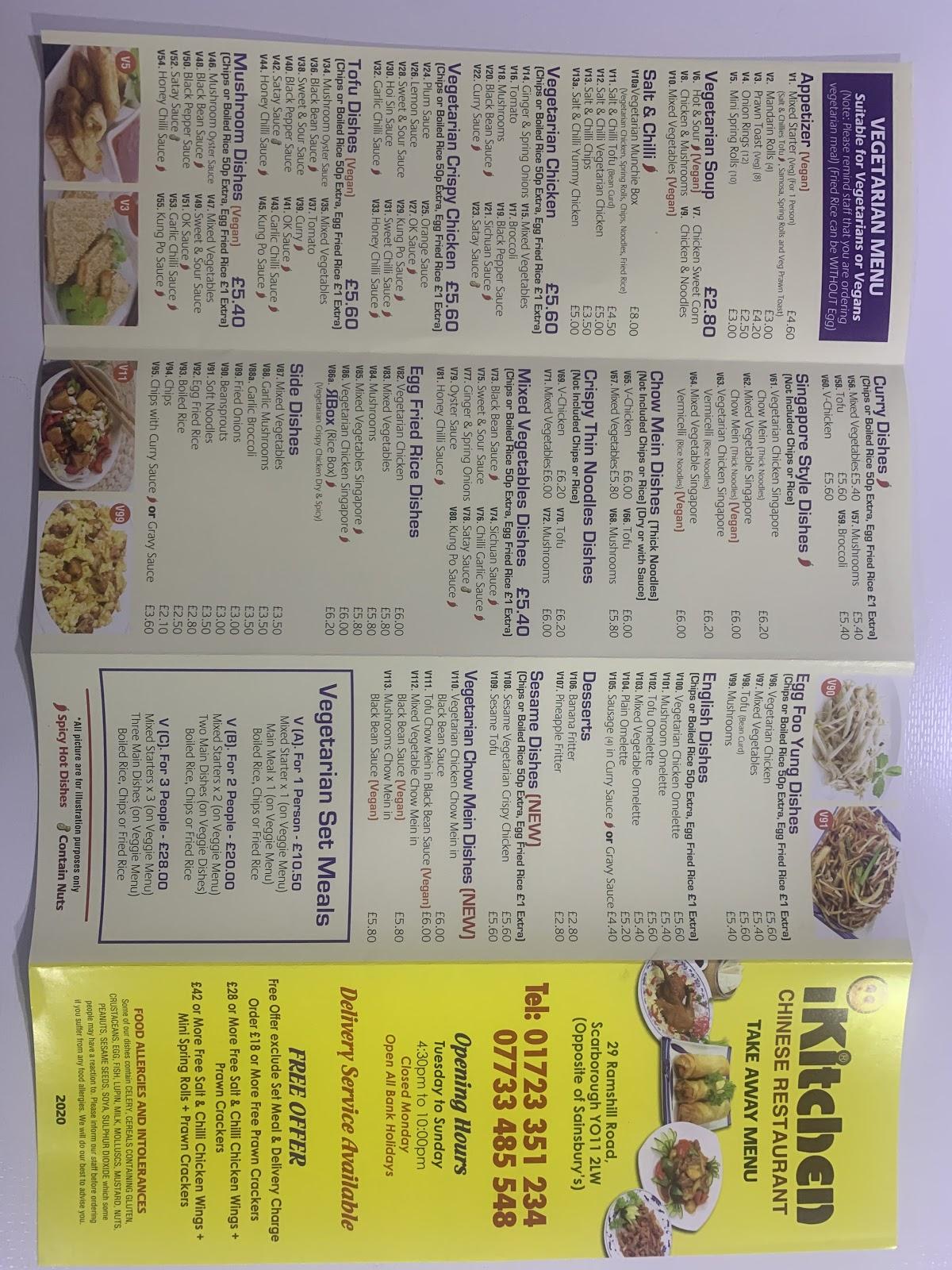 Menu at Ikitchen Chinese restaurant, Scarborough