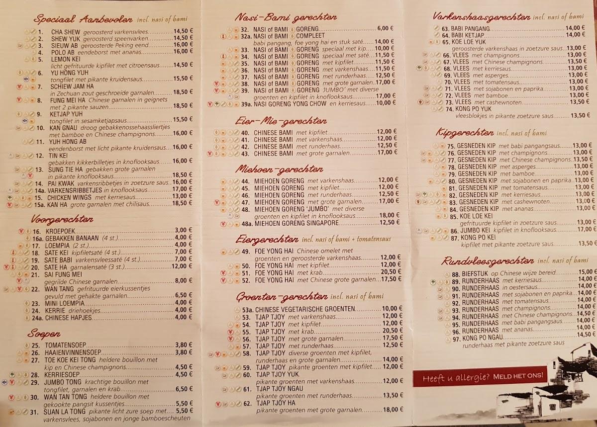 Menu at Jumbo, HechtelEksel