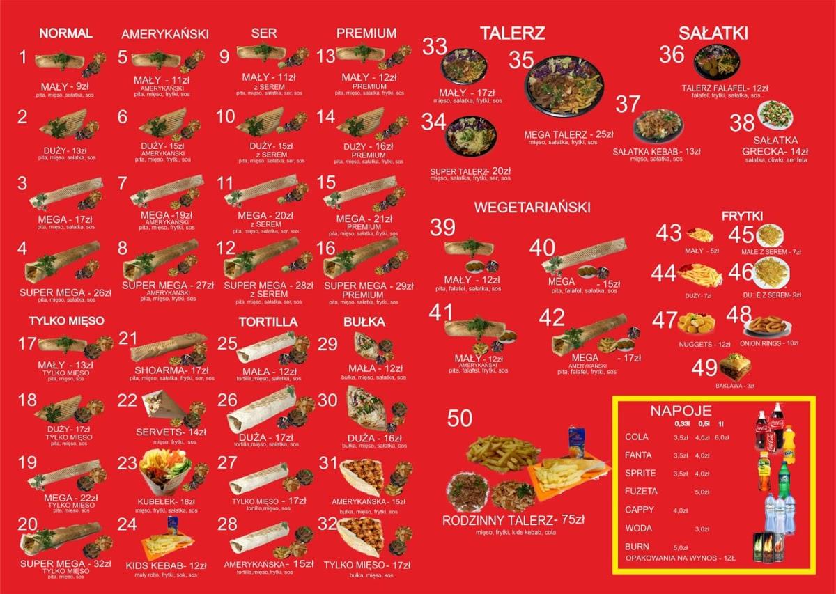Menu at SALAM KEBAB Małogoszcz, Małogoszcz