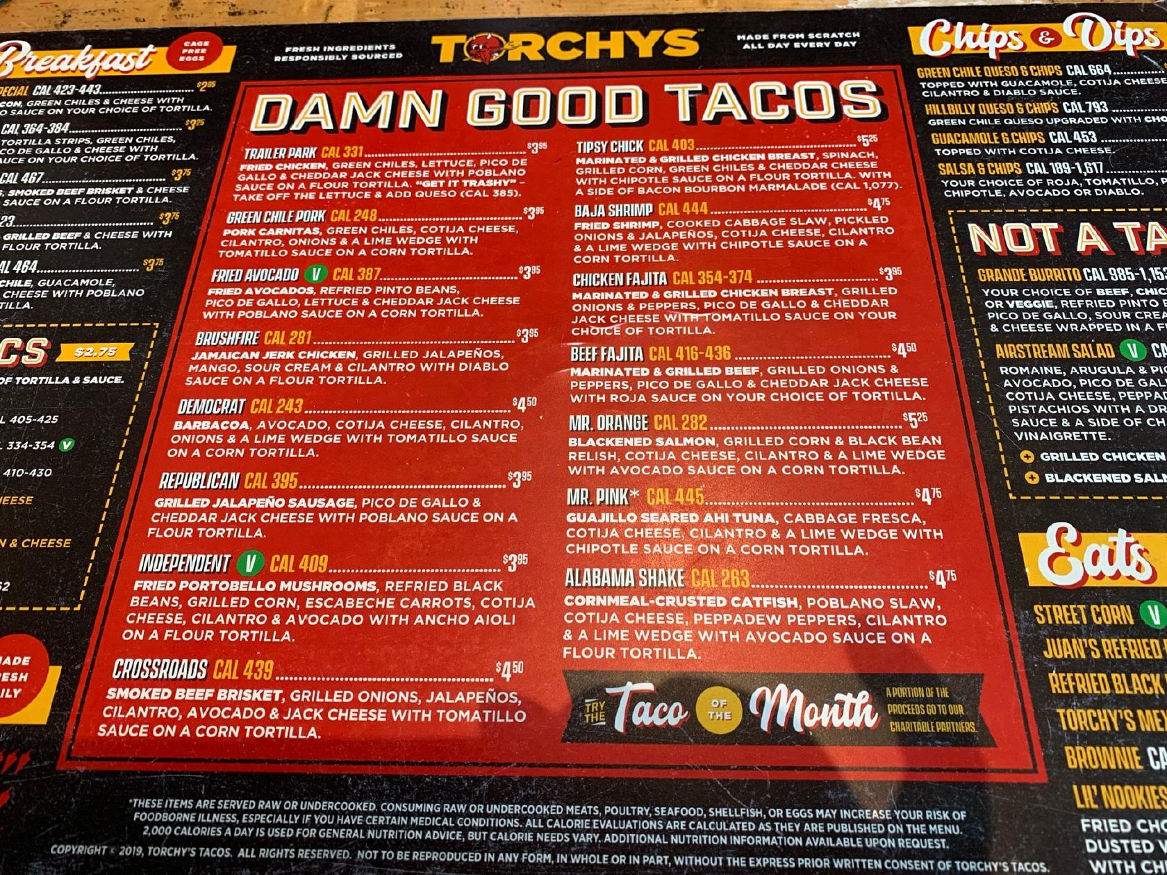 Menu at Torchy s Tacos restaurant Richardson Menu at Torchy s Tacos restaurant Richardson