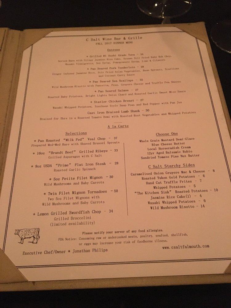 Menu at C Salt Wine Bar & Grille, Falmouth