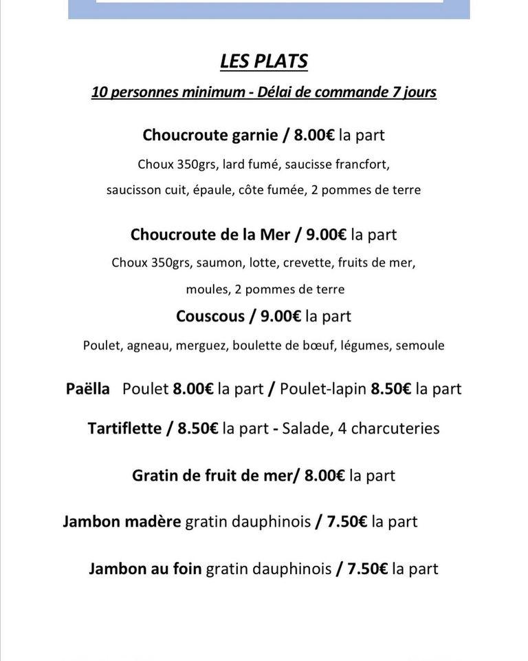 Menu au Le relais des Bergers restaurant, SaintMartinenHaut