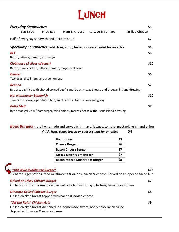 Menu at Shelly Mom's Kitchen restaurant, Rivers