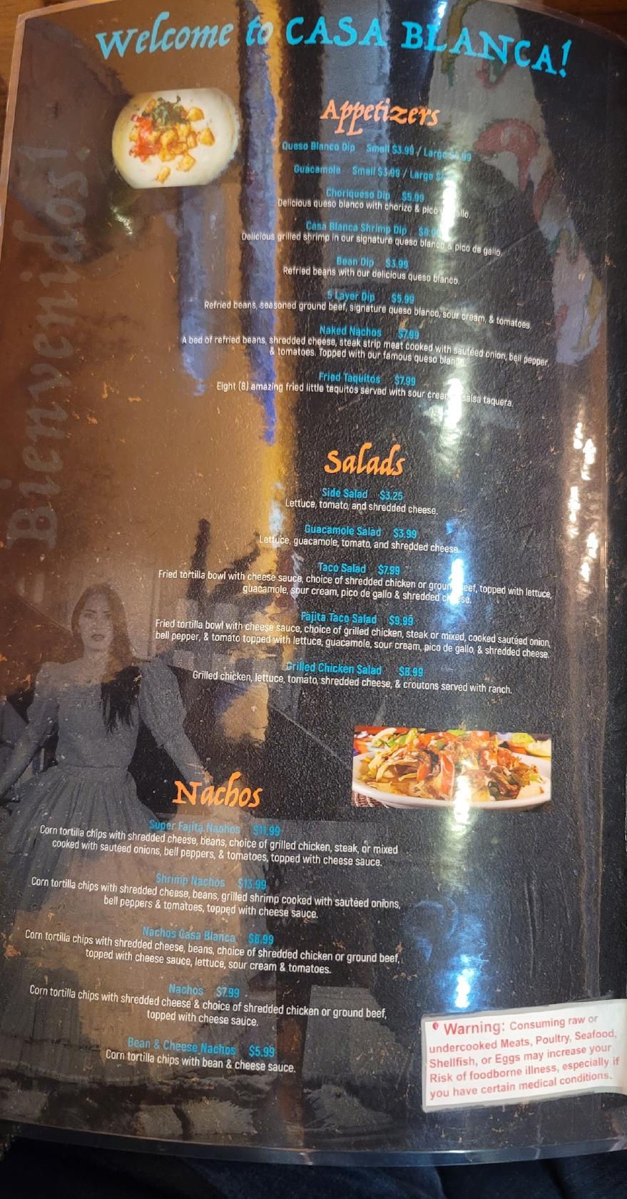 Menu at Casa Blanca Mexican Grill restaurant, Jonesboro