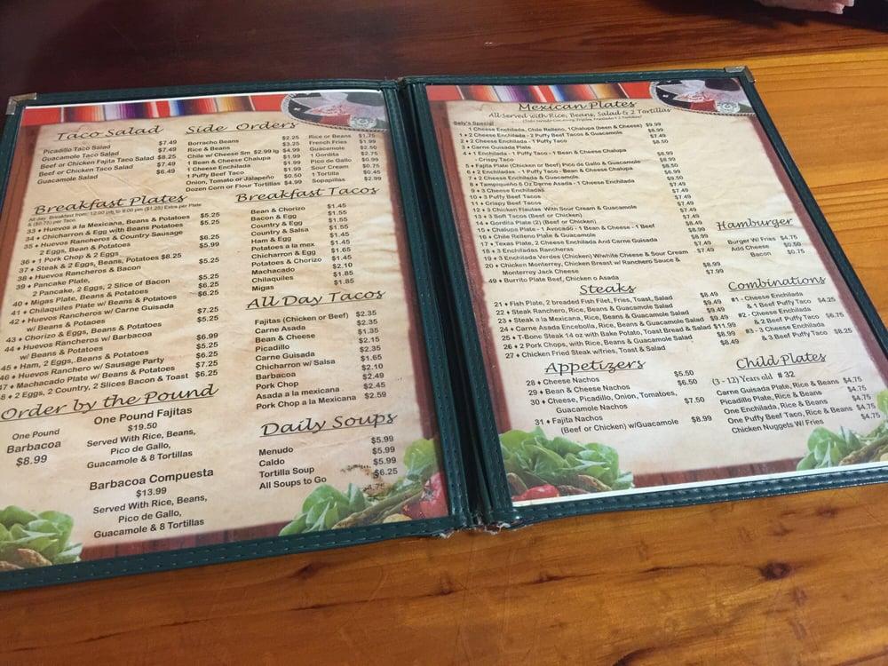 Menu at Sely's Mexican Restaurant, Schertz