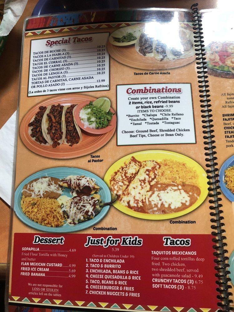 Menu at El Corral Mexican Restaurant, Creedmoor, 406 N Main St