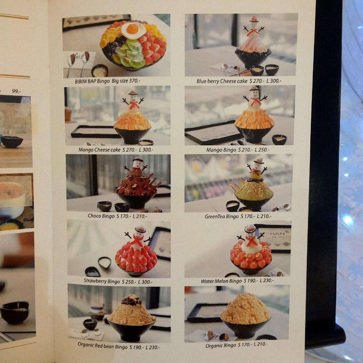 Menu at Han Bingo restaurant, Bangkok, RMGG+HH4
