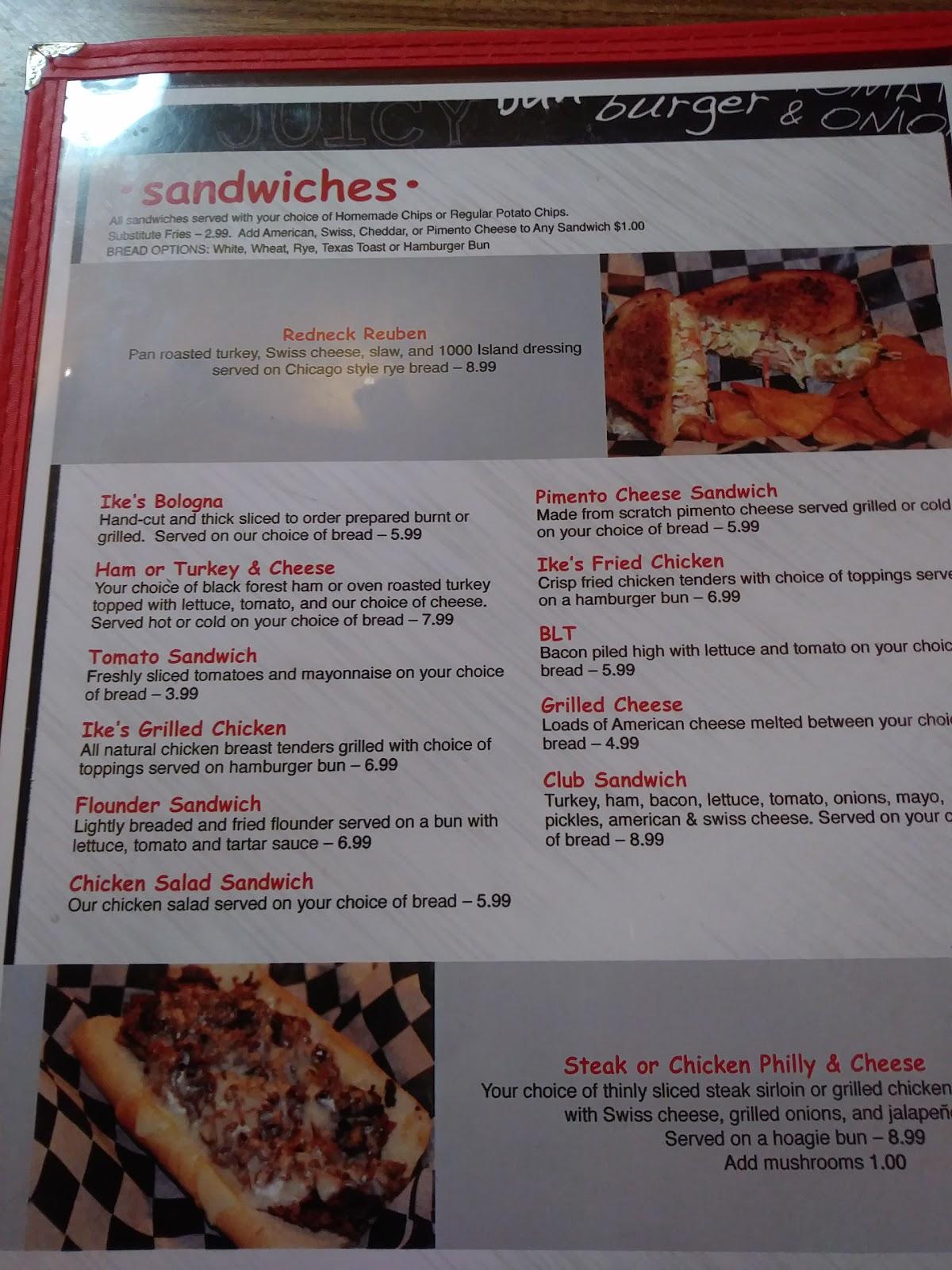 Menu at Ike's Korner Grille pub & bar, Spartanburg