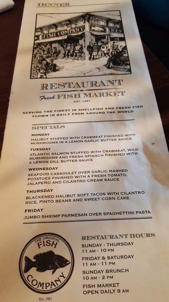 Menu at Original Fish Co. restaurant, Los Alamitos