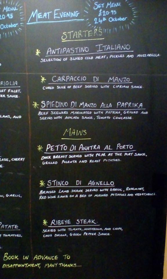 Menu at Osteria Italian Restaurant, Hull