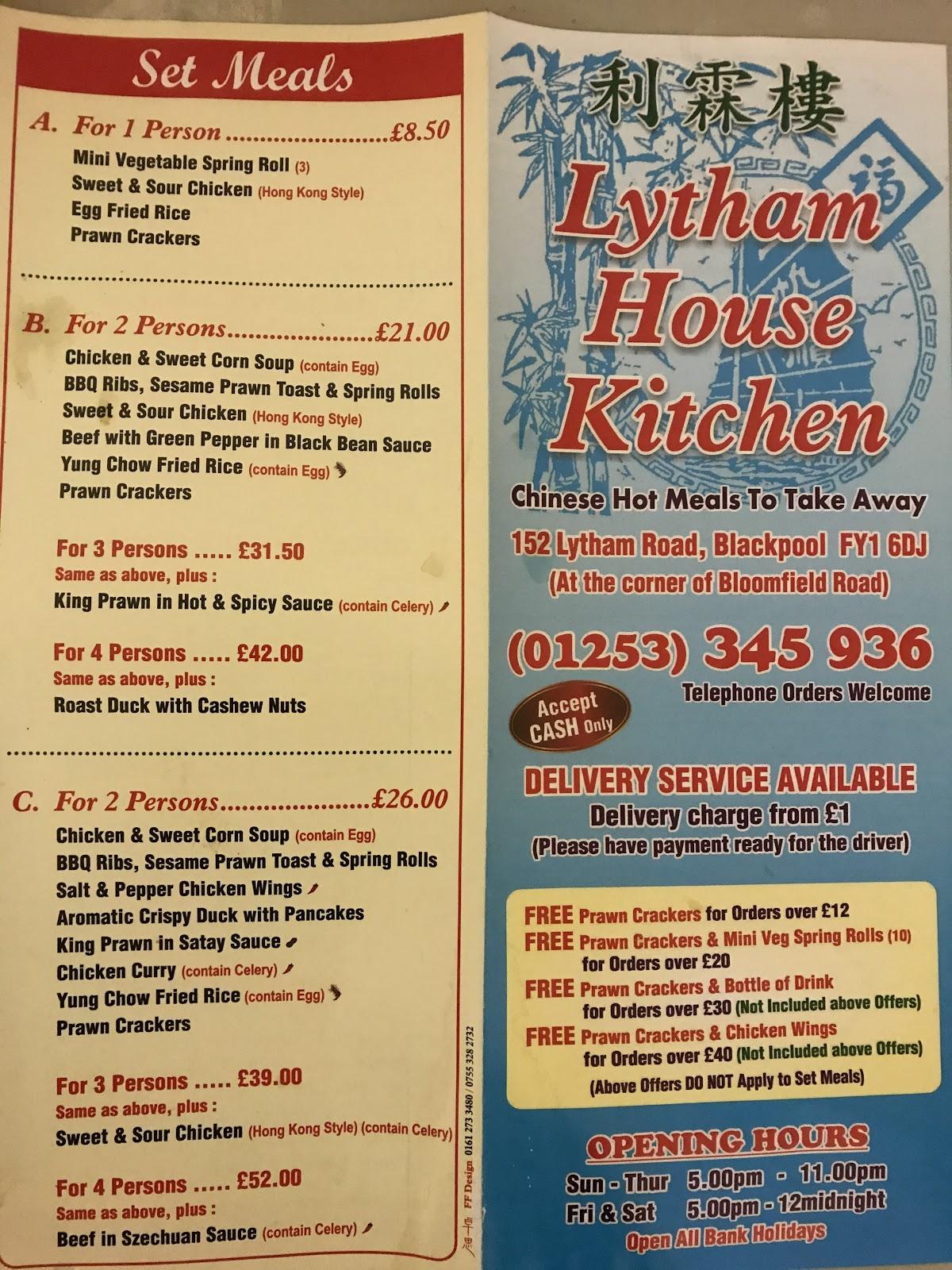 Menu At Lytham House Kitchen Fast Food Blackpool   R799 Menu Lytham House Kitchen 