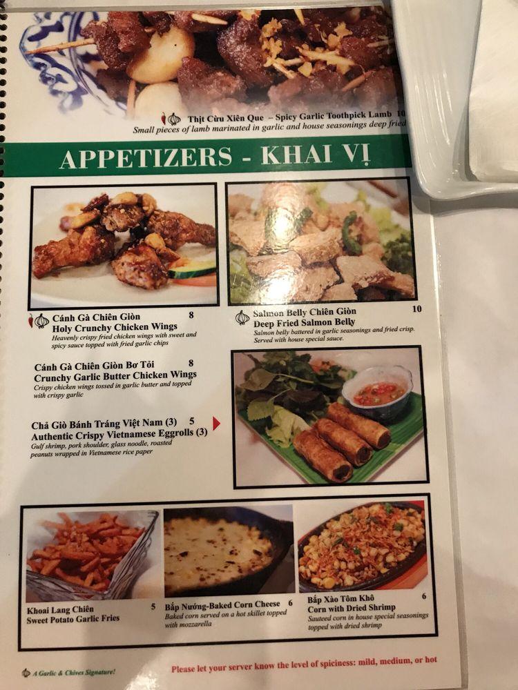 Menu at Garlic and Chives restaurant, Garden Grove