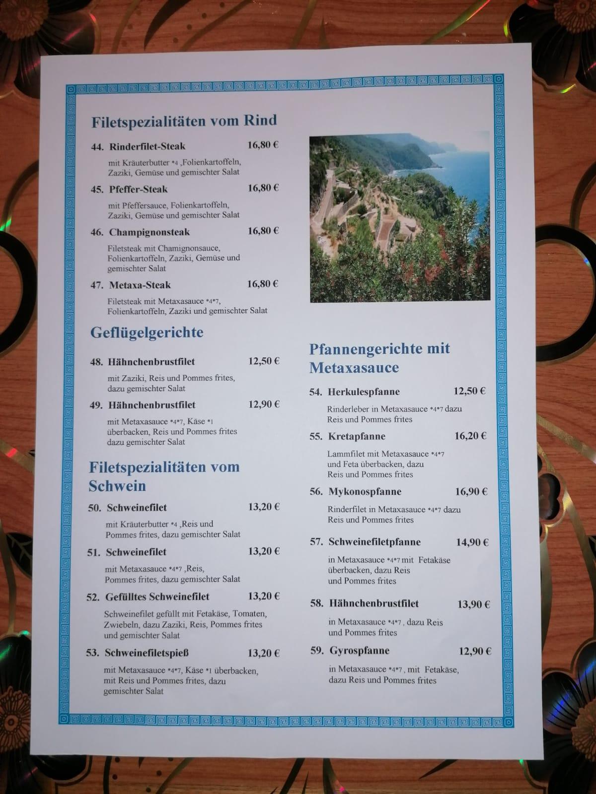 Speisekarte von Griechisches Restaurant Olympia, Lützen