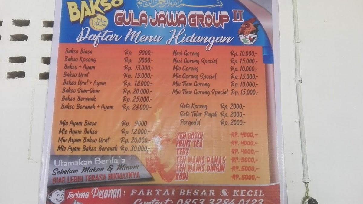 Menu At Warung Bakso Gula Jawa Cafe Marihat Baris