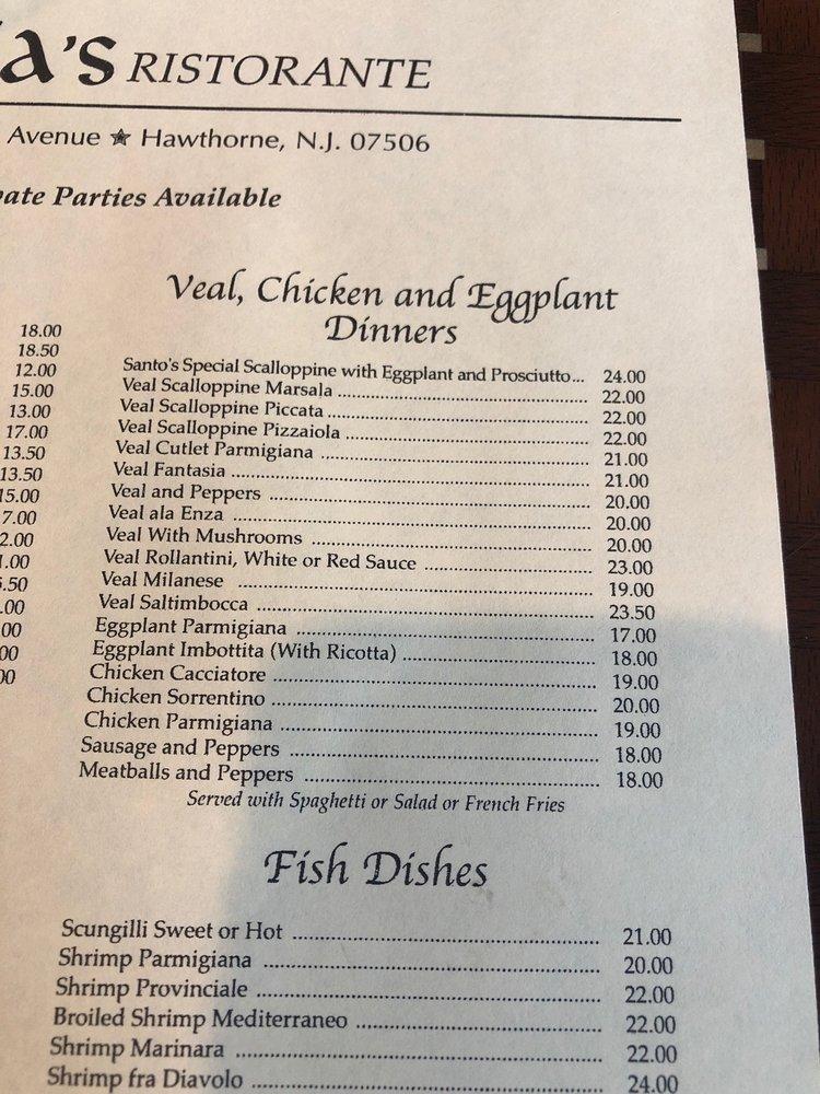 Menu at Enza's Ristorante pizzeria, Hawthorne