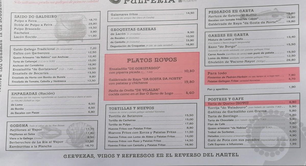 Carta Del Restaurante La Gran Pulpería Pozuelo Del Alarcón Pl Del España