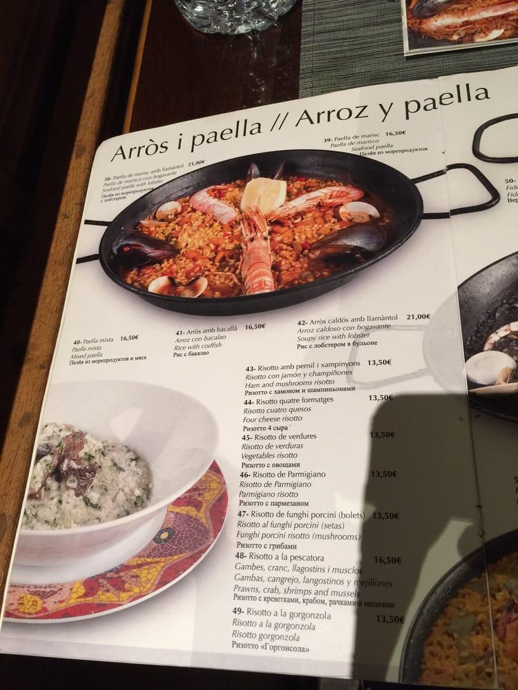 Menu at Güell Tapas Restaurant, Barcelona