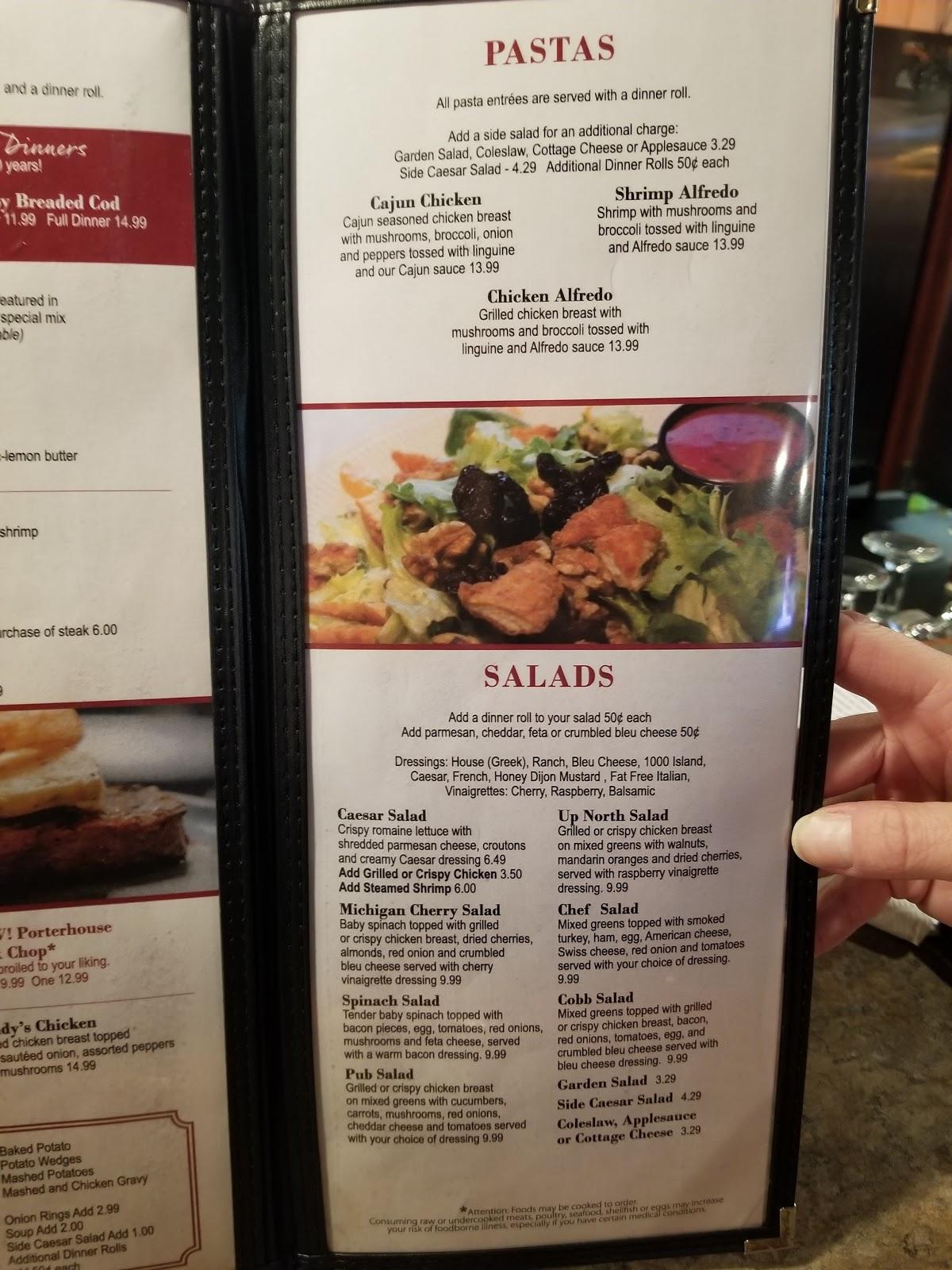 Menu at Paul's Pub, Johannesburg