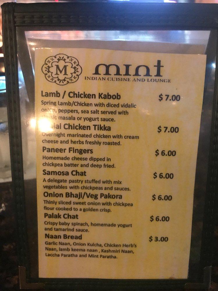 Carta del pub y bar The Mint Indian Cuisine Of Clarksville, Clarksville