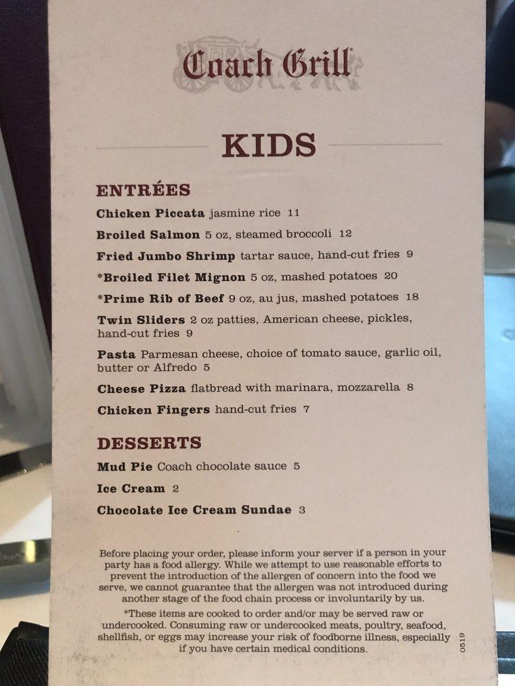 Menu at Coach Grill pub & bar, Wayland