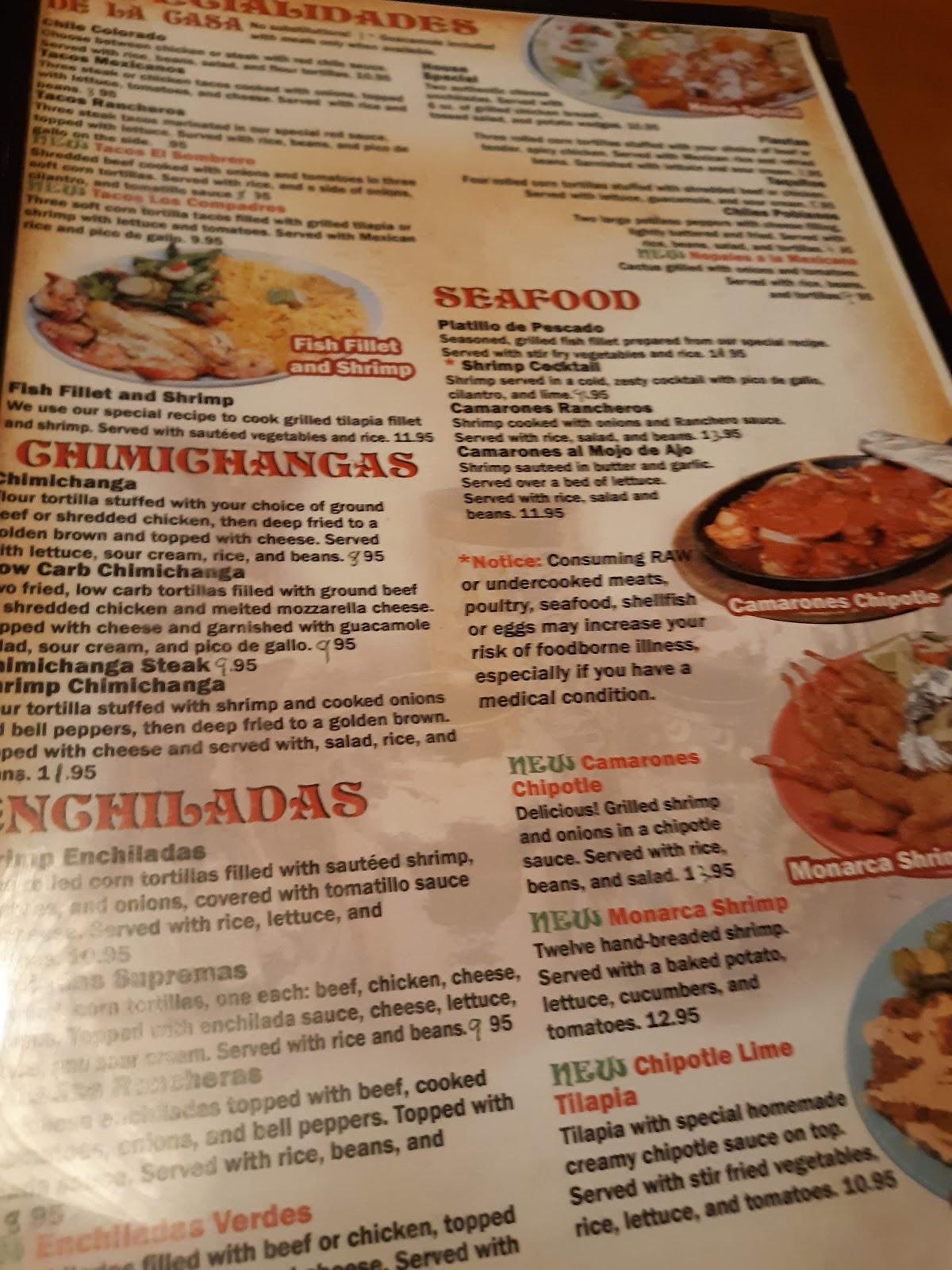 Menu at El Matador Mexican Restaurant, Fort Oglethorpe