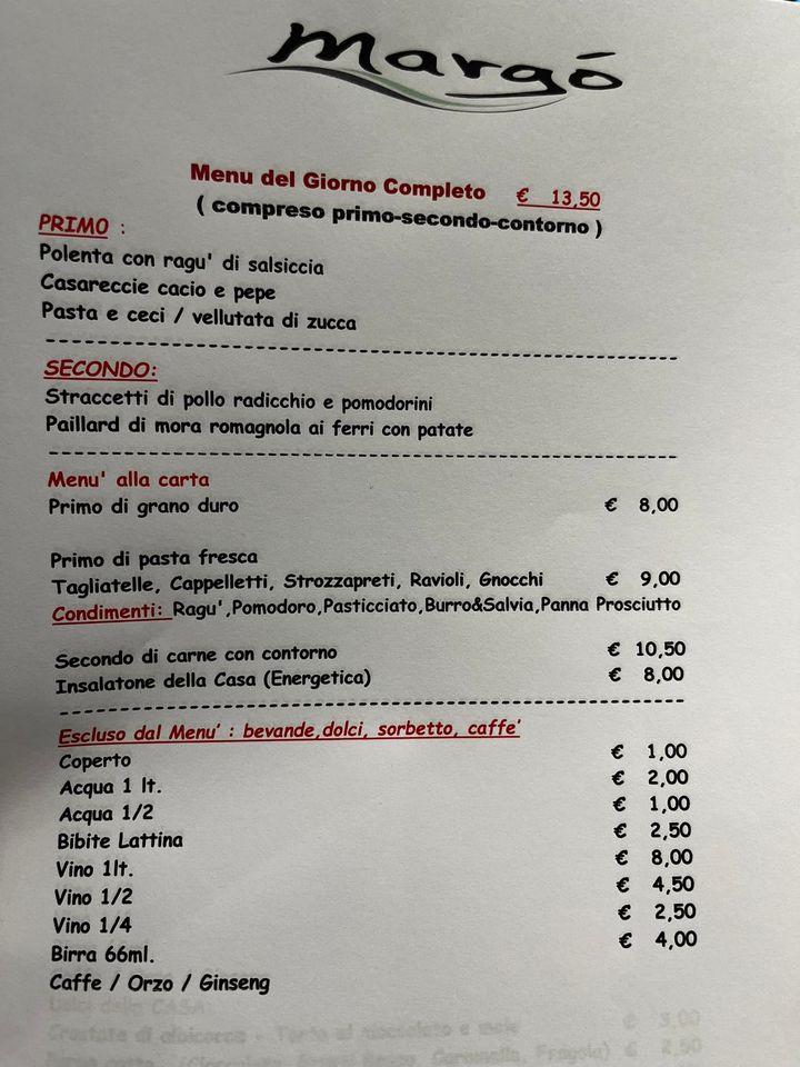 Menu di Margò Cesena 