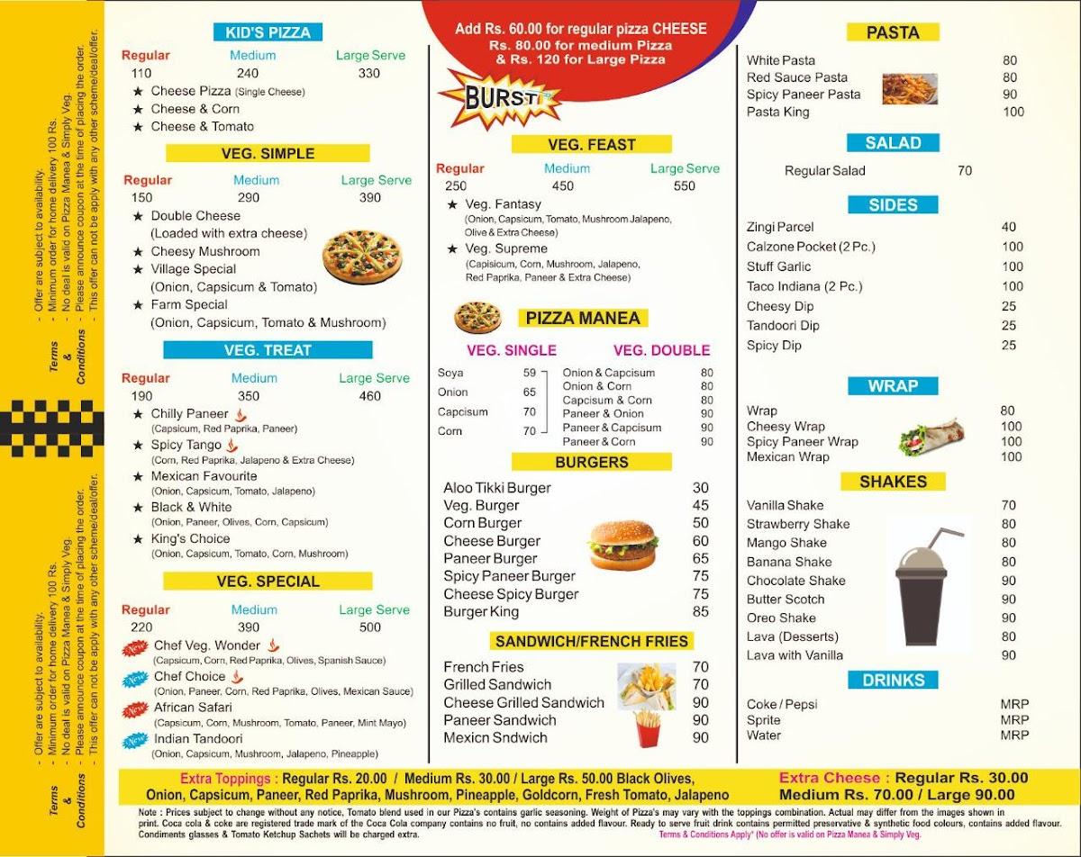 Menu for on sale pizza king