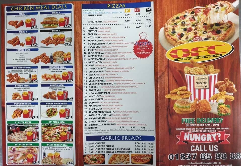 Menu at OFC Pizza Time pizzeria, Okehampton