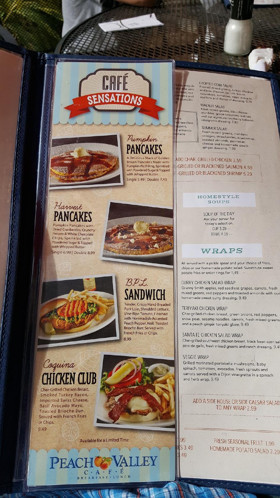 Menu at Peach Valley Café cafe, Heathrow, International Pkwy