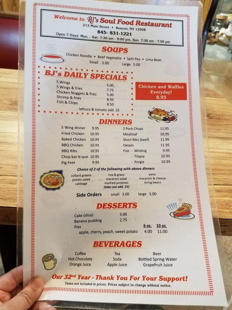 Menu at BJ's restaurant, Beacon