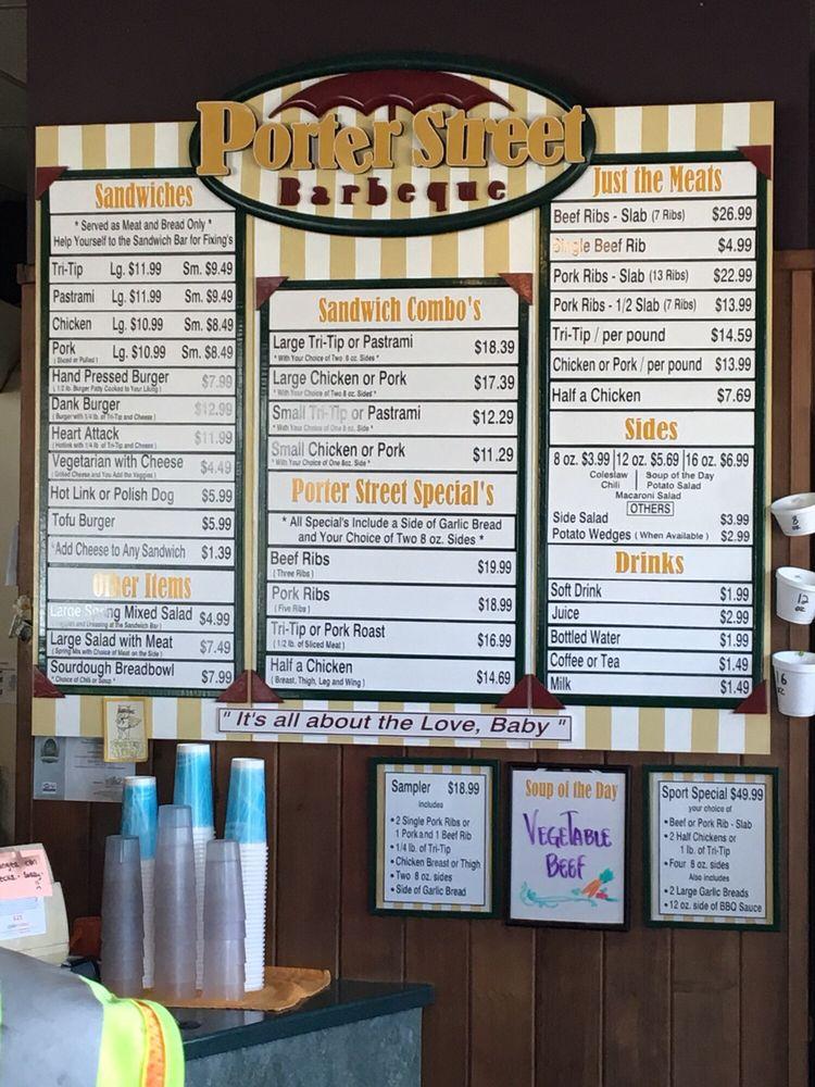 Menu at Porter Street BBQ of Eureka, Eureka